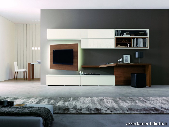 302 soggiorno noce porta tv orientabile